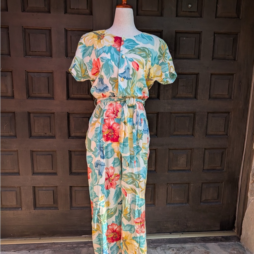 Vintage 90s Hawaiian Print Jumpsuit